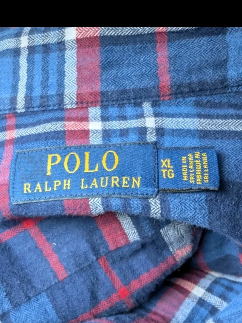 Polo Ralph Lauren Shirt Men XL Short Sleeve Plaid Flannel Button Up Blue Red